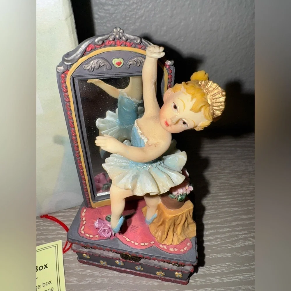 Vintage Metal Trinket Box ballerina dancer